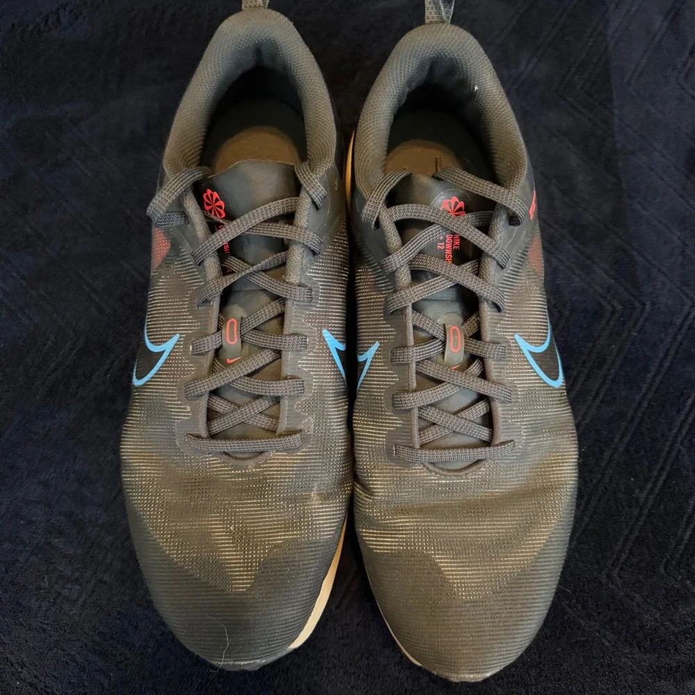 Nike Downshifter 12 Dark Smoke Grey‎ Black Blue Running Shoes DD9293-008 Mens 12